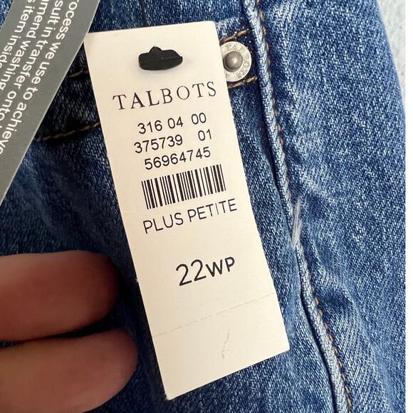 NWT Talbots Womens 22WP Plus Petite Wide Leg Crop Jean Ombre Dip Dye Frayed‎ Hem - Picture 7 of 16